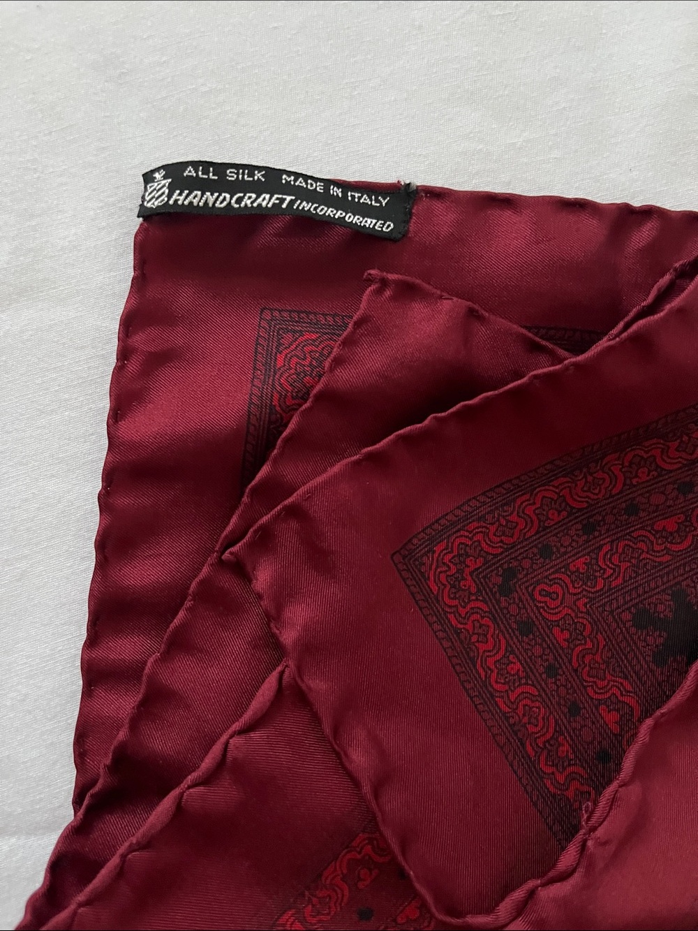 Italian Silk Red and Black Paisley Scarf